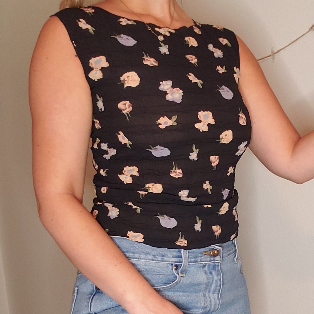 Floral high neck top